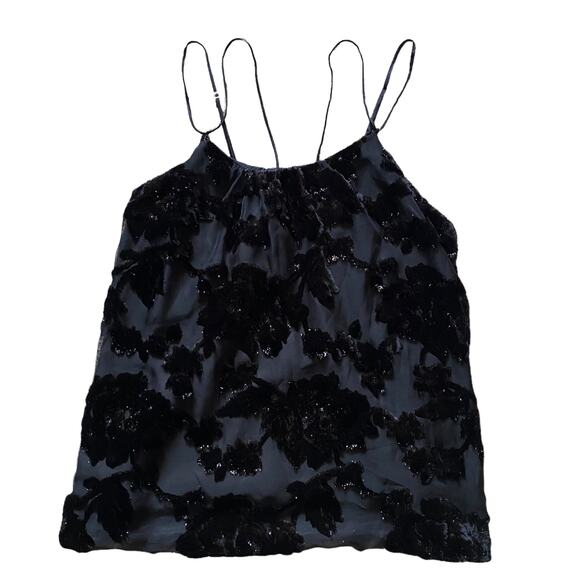 Poleci Textured Black Rose Cami Top Sz 8 - Picture 2 of 10